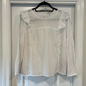 Madewell Ruffle-Yoke Puff-Sleeve Top in White